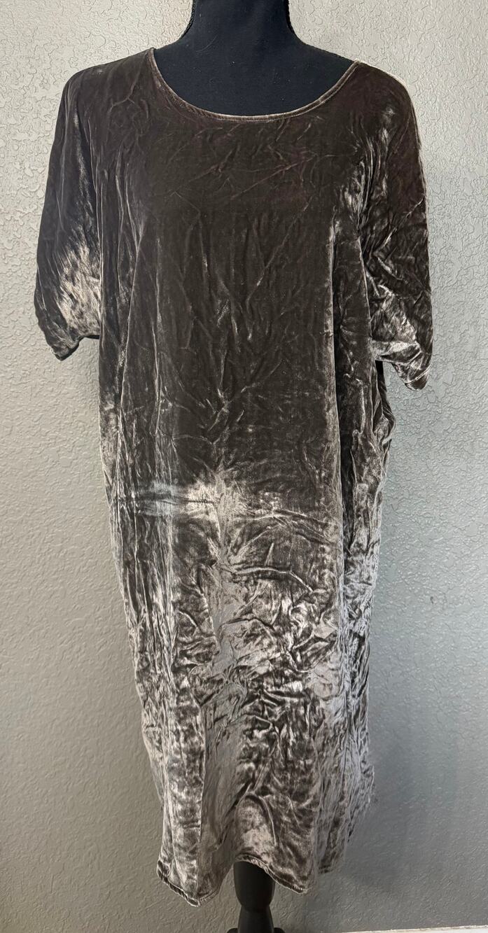 Madewell Womens Sz S Gray Brown Velvet Oversized Slip Midi Dress